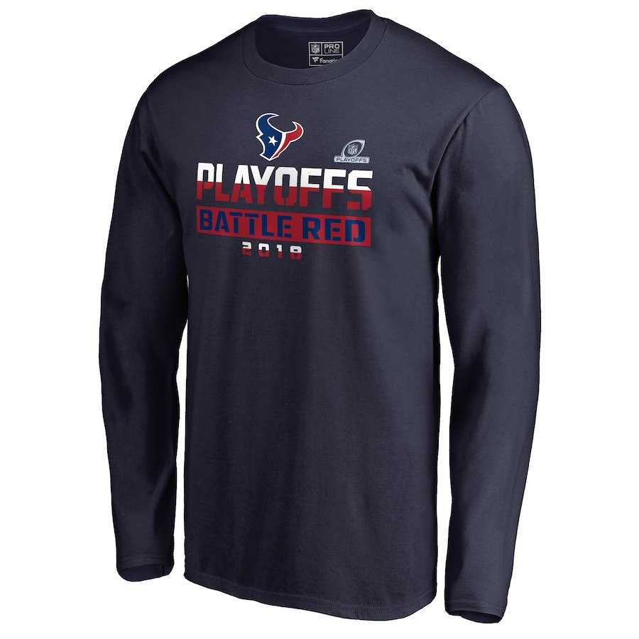 Men's Texans Navy 2018 NFL Playoffs Battle Red Long Sleeve T-Shirt,We sell and wholesale Men's Texans Navy 2018 NFL Playoffs Battle Red Long Sleeve T-Shirt on line form chian!